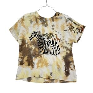 Vintage Caviar Blouse Top Women's Medium Retro Jungle Print Lightweight Pullover